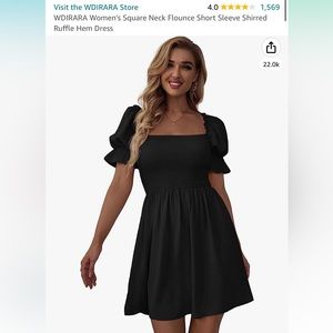 Black square neck dress
